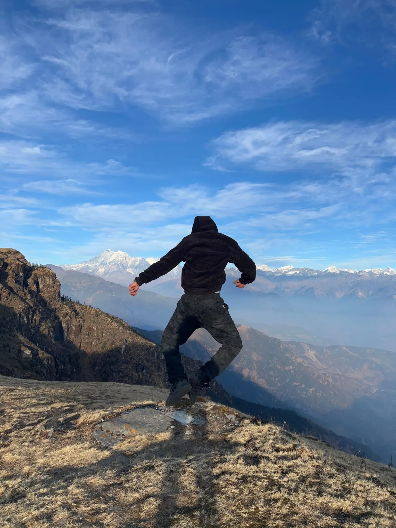 Ranish jumping in the mountains